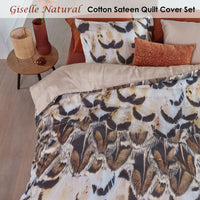 Thumbnail for Bedding House Giselle Natural Cotton Sateen Quilt Cover Set King