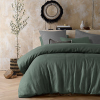 Thumbnail for Vintage Design Homewares Sea Green 100% Hemp Quilt Cover Set King