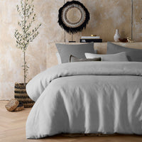 Thumbnail for Vintage Design Homewares Silver 100% Hemp Quilt Cover Set King