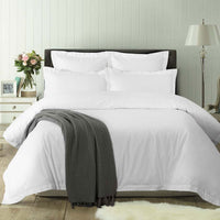Thumbnail for Accessorize White Tailored Hotel Deluxe Cotton Quilt Cover Set Super King