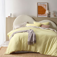 Thumbnail for Vintage Design Homewares Hugo Butter Cotton Gauze Quilt Cover Set Queen