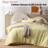 Thumbnail for Vintage Design Homewares Hugo Butter Cotton Gauze Quilt Cover Set Super King
