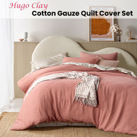 Thumbnail for Vintage Design Homewares Hugo Clay Cotton Gauze Quilt Cover Set King