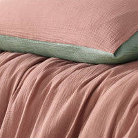 Thumbnail for Vintage Design Homewares Hugo Reversible Clay Sage Cotton Gauze Quilt Cover Set King