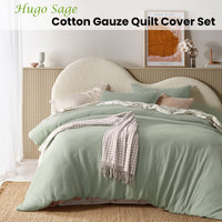 Thumbnail for Vintage Design Homewares Hugo Sage Cotton Gauze Quilt Cover Set Queen