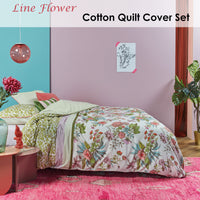 Thumbnail for Oilily Line Flower Cotton Sateen Quilt Cover Set King