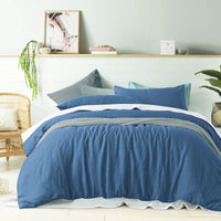 Thumbnail for Vintage Design Homewares 100% Linen Brilliant Blue Quilt Cover Set King