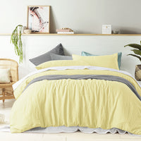 Thumbnail for Vintage Design Homewares 100% Linen Butter Quilt Cover Set Double