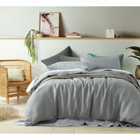 Thumbnail for Vintage Design Homewares 100% Linen Dove Grey Quilt Cover Set Double