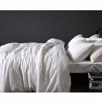 Thumbnail for Vintage Design Homewares 100% Linen White Quilt Cover Set SINGLE