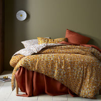 Thumbnail for Accessorize Lisa Ochre Washed Cotton Printed Quilt Cover Set King