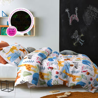 Thumbnail for Happy Kids Little Jungle Glow in the Dark Quilt Cover Set Single