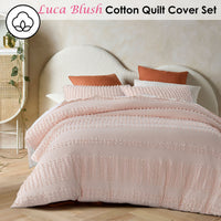 Thumbnail for Vintage Design Homewares Luca Blush Cotton Quilt Cover Set Queen