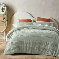Thumbnail for Vintage Design Homewares Luca Sage Cotton Quilt Cover Set Single