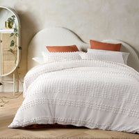 Thumbnail for Vintage Design Homewares Luca White Cotton Quilt Cover Set King