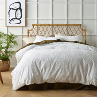 Thumbnail for Accessorize Lucas White Chenille Cotton Quilt Cover Set Queen
