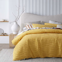 Thumbnail for Vintage Design Homewares Malvern Ochre Cotton Quilt Cover Set Double