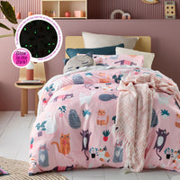 Thumbnail for Happy Kids Miaow Glow in the Dark Quilt Cover Set Single