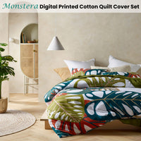 Thumbnail for Accessorize Monstera Digital Printed Cotton Quilt Cover Set Queen