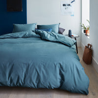 Thumbnail for Bedding House Organic Cotton Basic Blue Grey Quilt Cover Set King