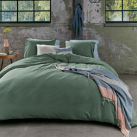 Thumbnail for Bedding House Organic Cotton Basic Green Quilt Cover Set Queen
