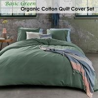 Thumbnail for Bedding House Organic Cotton Basic Green Quilt Cover Set Queen