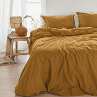 Thumbnail for Bedding House Organic Cotton Basic Ochre Quilt Cover Set King