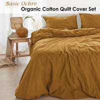 Thumbnail for Bedding House Organic Cotton Basic Ochre Quilt Cover Set King