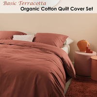 Thumbnail for Bedding House Organic Cotton Basic Terracotta Quilt Cover Set King