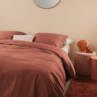 Thumbnail for Bedding House Organic Cotton Basic Terracotta Quilt Cover Set Queen