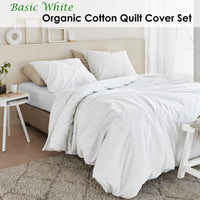 Thumbnail for Bedding House Organic Cotton Basic White Quilt Cover Set King