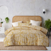 Thumbnail for Accessorize Betty Otway Ochre Washed Cotton Printed Quilt Cover Set King