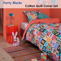 Thumbnail for Oilily Party Blocks Cotton Quilt Cover Set Single
