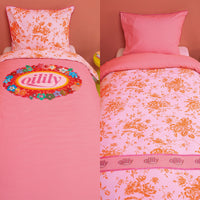 Thumbnail for Oilily Prom Flowers Pink Cotton Quilt Cover Set Single