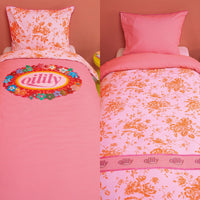 Thumbnail for Oilily Prom Flowers Pink Cotton Quilt Cover Set Single