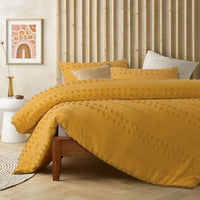 Thumbnail for Vintage Design Homewares Sans Sovci Ochre Cotton Quilt Cover Set Double