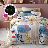 Thumbnail for Happy Kids Seaside Glow in the Dark Quilt Cover Set Single