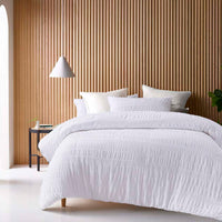 Thumbnail for Accessorize Seersucker White Cotton Quilt Cover Set Double