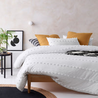 Thumbnail for Vintage Design Homewares Serapian Pure White Cotton Quilt Cover Set King