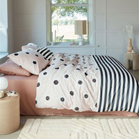 Thumbnail for VTWonen Stripe and Eye Natural Cotton Quilt Cover Set King