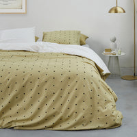 Thumbnail for VTWonen Striped Hearts Yellow Cotton Quilt Cover Set Queen