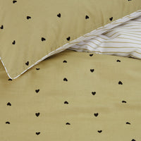 Thumbnail for VTWonen Striped Hearts Yellow Cotton Quilt Cover Set Queen