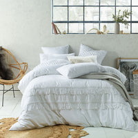Thumbnail for Accessorize Tassel Quilt Cover Set White Queen