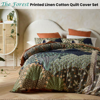 Thumbnail for Accessorize The Forest Printed Linen Cotton Quilt Cover Set Queen