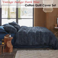 Thumbnail for PIP Studio Vintage Indigo Dark Blue Cotton Quilt Cover Set King