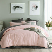 Thumbnail for Accessorize Waffle Blush Cotton Quilt Cover Set Queen