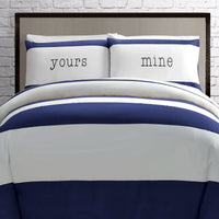 Thumbnail for Big Sleep Yours Mine Navy Quilt Cover Set Double