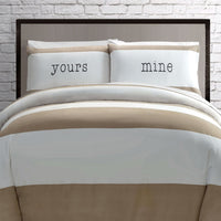 Thumbnail for Big Sleep Yours Mine Neutral Quilt Cover Set Single
