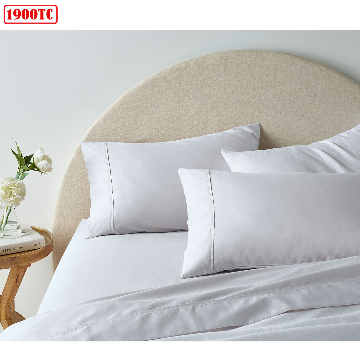 Accessorize 1900TC Cotton Rich Sheet Set White Queen