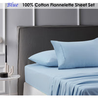 Thumbnail for Accessorize Cotton Flannelette Sheet Set Blue Double